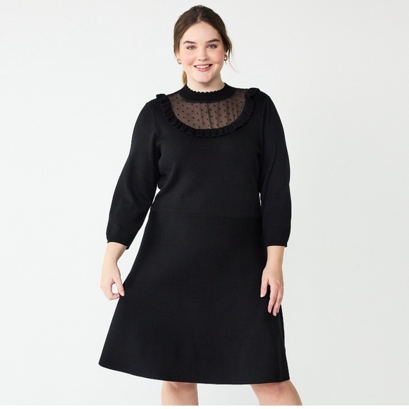 DRAPER JAMES RSVP Elbow Sleeve Sweater Dress Black Size 1X - Picture 1 of 13